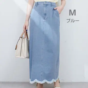 내추럴 꾸뛰르 데님 스커트 M 블루