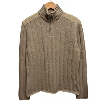 dunhill 던힐 울 x 캐시미어 / 가죽 패치 / 하프 지퍼 니트