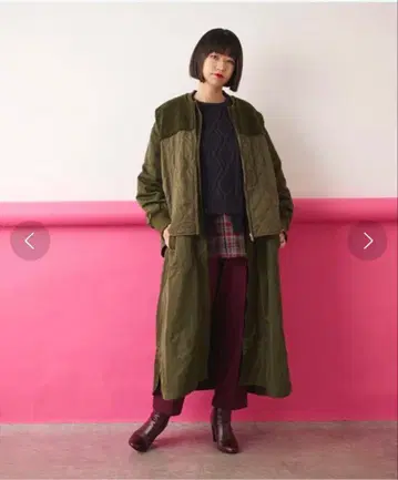 SUM1 STYLE (스미 스타일) 말 자수 코트 카키색