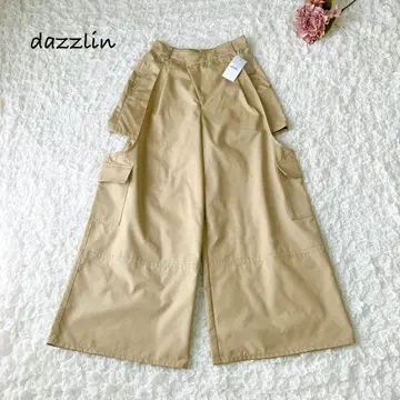 더즈린 24AW 새상품 사이드 오픈 카고 와이드 팬츠 베이지 S