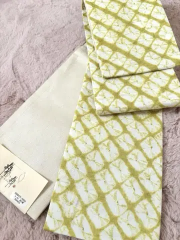 미사용 거미 시보리 반폭 오비 와카쿠사색 이키토이키