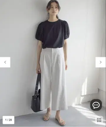 쿠미쿄쿠 린넨 레이온 와이드 팬츠 그레이지 S2