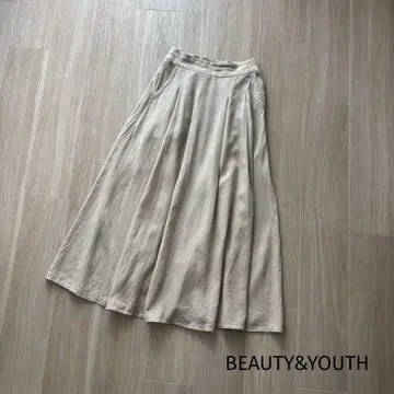 24SS BEAUTY&YOUTH 린넨 레이온 블렌드 플레어 스커트