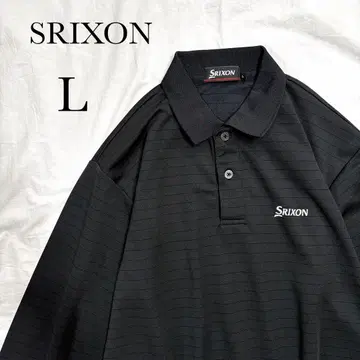 새상품급 SRIXON 피케 셔츠 골프 긴팔 보더 로고 속건성 블랙