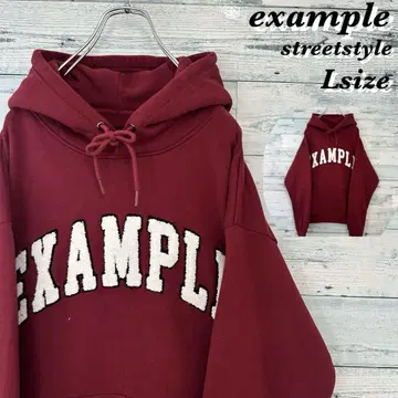 [ 사가 자수 ] example 자수 로고 두꺼운 바디 후드티 스트릿 L