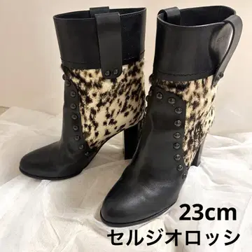 [ 새상품급 ] 세르지오로시 레오파드 부츠 숏부츠 스터드 23cm