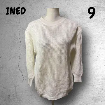 2276 [ INED ] 니트 스웨터 와플 짜임 화이트 9호 슬릿