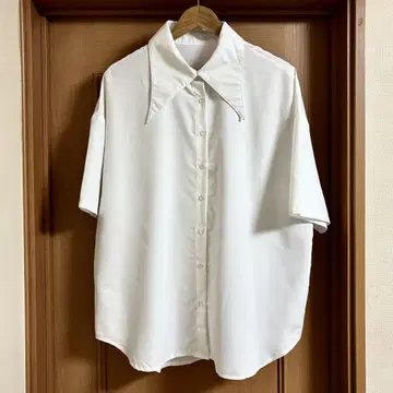 셔츠 블라우스 빅 옷깃 화이트 XL