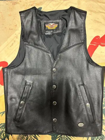 Harley-Davidson 가죽 베스트 블랙