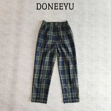 도니유 턱 테이퍼드 팬츠 루즈핏 체크 무늬 네이비 11호