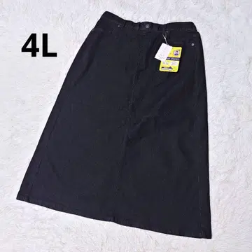 새상품 빅 사이즈 4L 오카다유리 스트레치 데님 스커트 짙은 블랙