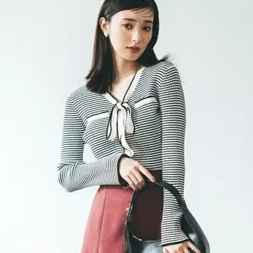 바이컬러 보타이 리브 니트 JILL BY JILLSTUART