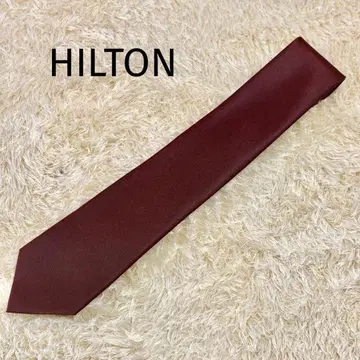 새상품급 HILTON 힐튼 넥타이 레지멘탈 스트라이프 패턴 와인 레드