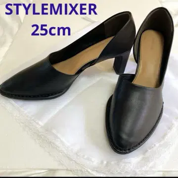 새상품급 STYLEMIXER 블랙 펌프스 커브컷 부티 L 25cm
