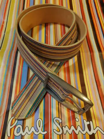 Paul Smith 멀티 스트라이프 이탈리아 가죽 벨트