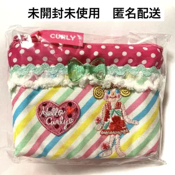 컬리 컬렉션 파우치 딸기 자수 리본 핸드메이드