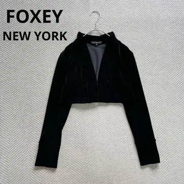컨디션 최상 FOXEY NEW YORK 벨로아 볼레로 크롭 자켓