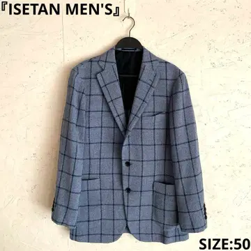고급 실크 혼방 ISETAN MEN'S 체크 무늬 테일러드 자켓 50