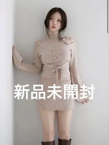 andmary Flower knit set up pink