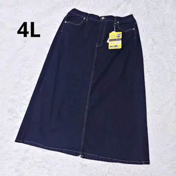 하자품 새상품 빅 사이즈 4L 오카다 유리 스트레치 데님 스커트 진청