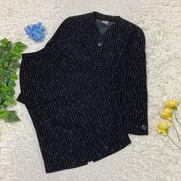 새상품급 크리치아 스커트 셋업 블랙 울 노카라 40 L