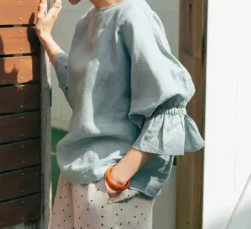 어반 리서치 린넨 캔디 슬리브 풀오버 린넨 블라우스