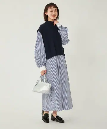 그린 라벨 릴랙싱 스트라이프 긴팔 원피스