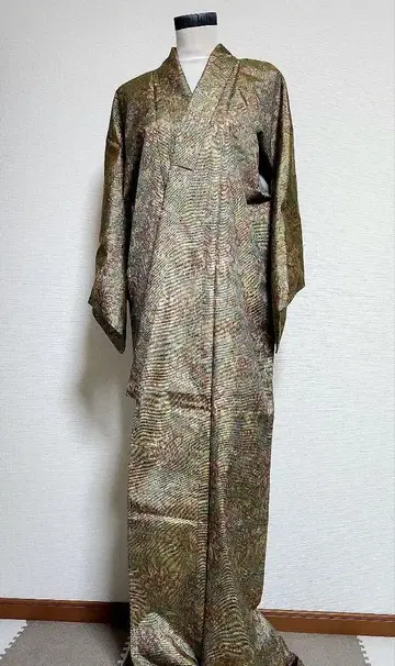 다색 꽃 무늬 실크 기모노 빈티지 레트로
