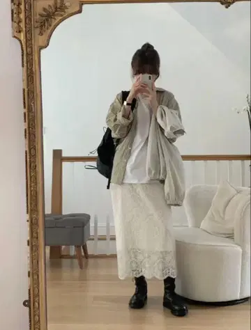 ounce 한국 Lace oganza skirt