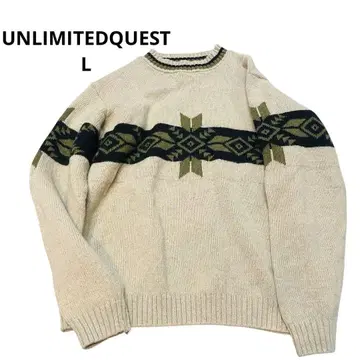 UNLIMITED QUEST 니트 스웨터 L/G 아이보리 빈티지