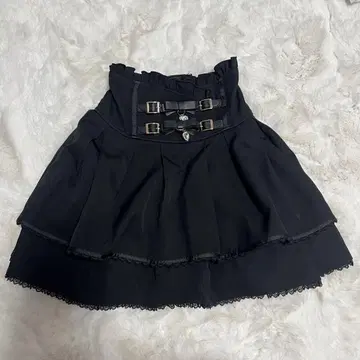 리즈리사 비쥬 장식 2단 벨트 블랙 스커트