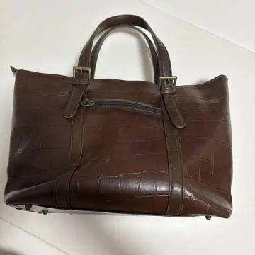 브라운 크로커다일풍 핸드백