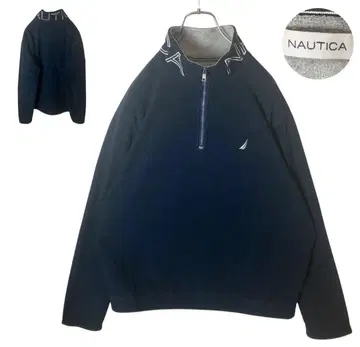 NAUTICA 하프 지퍼 풀오버 플리스 블루종 네이비 루즈한 사이즈