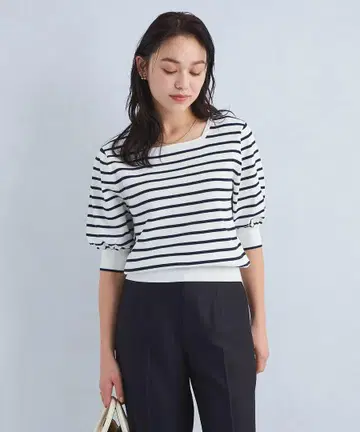 스퀘어넥 반팔 니트