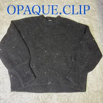 새상품급 OPAQUE CLIP 스팽글 라메 미들 게이지 니트 블랙