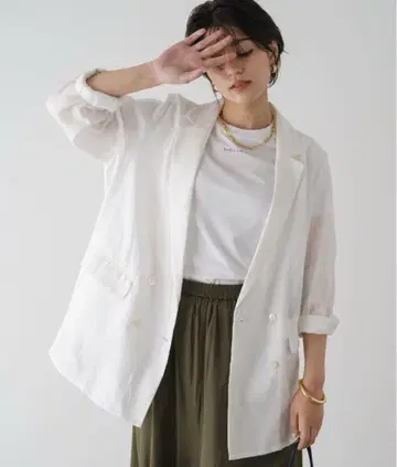 loungedress 린넨 시어 자켓 화이트