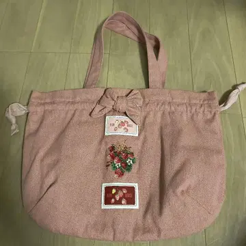 PINK HOUSE 딸기 자수 핑크 계열 데님 토트백 (미사용에 가까움)