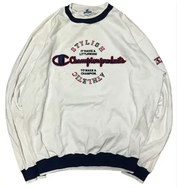 90s USA Champion 프린트 맨투맨 O 사이즈 화이트