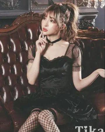 당일 발송 할로윈 고양이 코스프레 블랙 레이스 반팔 미니 원피스