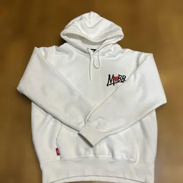 MOBB 화이트 후드 부착 후드티 L