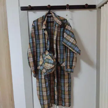 Munsingwear 체크 무늬 골프 레인코트 L 사이즈 모자 포함