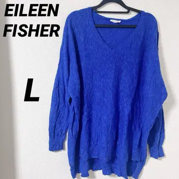 EILEEN FISHER V넥 긴팔 니트 [ L ] 파랑 튜닉