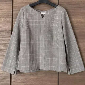 PLST 글렌체크 패턴 키넥 블라우스
