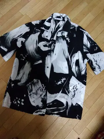 ZARA 남성용 반팔 셔츠 패턴 셔츠 모노톤