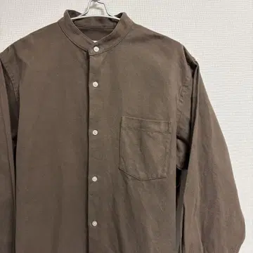 SHIPS any 밴드 카라 긴팔 셔츠 브라운 XL