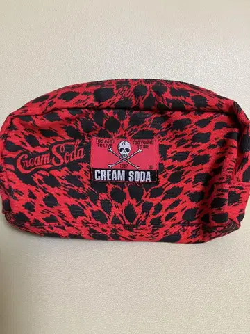CREAM SODA 레오파드 무늬 파우치 PINK DRAGON (RED)
