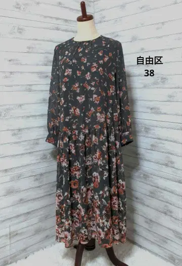 완판템 자유구 [세탁 가능] 가을 달리아 프린트 원피스 38