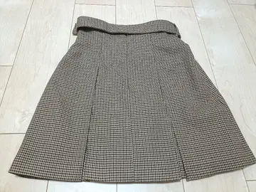 SNIDEL 하운드투스 체크 패턴 플리츠 스커트