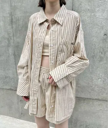 mystic mline 엠라인 로고 스트라이프 셔츠 팬츠 베이지