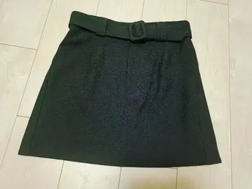 블랙 벨트 타이츠 스커트